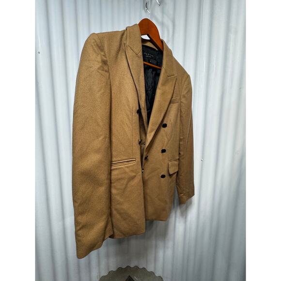 Rag & Bone Camel Double Breasted Wool Blend Blazer SZ 10 Quiet Luxury Classic - Picture 2 of 10